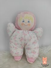 Doudou Poupée Chiffon Blanc Et Rose Fleurs Pieds Vichy Corolle 1995