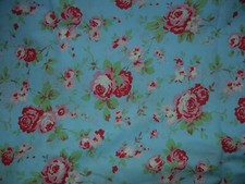GRAND COUPON TISSU CATH KIDSTON IKEA ROSES SUR FOND BLEU NEUF 6m SHABBY CHIC