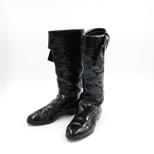 Chanel patent ribbon boots - chanel,