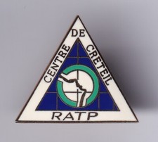 RARE PINS PIN'S .. TRAIN RAILWAYS RATP METRO BUS CENTRE DE CRETEIL PARIS 75 ~FV