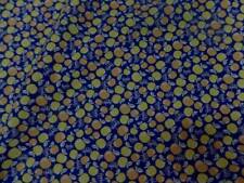 Tissu Coton popeline bleu nuit imprimé liberty motifs cerises jaune​ en 1.45m l