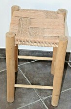  tabouret en bois et paille 48 cm travail artisanal