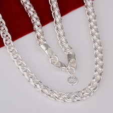 Chaine torsadé plaqué argent 925 50 cm 6mm mixte homme femme