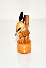 ancien WAKOUWA - Renard -  jouet bois - vintage années 60 - push puppet - wakou