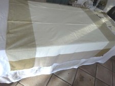 NAPPE OU SURNAPPE CARREE TARTAN BLANC & BEIGE 130 x 127 cm  + 5 SERVIETTES NEUVE