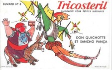 Buvard Publicitaire Ancien – TRICOSTÉRIL N°3 – Don Quichotte et Sancho Pança
