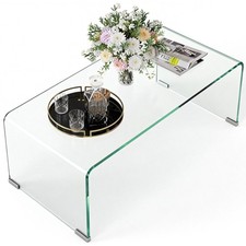 HOMCOM Table basse en verre