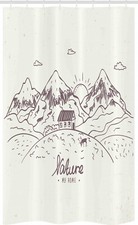 Montagne Étroit Rideau de Douche Doodle Montagne Hirschhaus