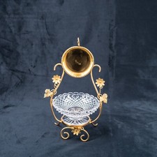 6.8" Antique French Crystal Cut Glass BACCARAT signed Ormolu Pocket Watch Holder