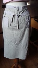 Jupe droite en toile beige