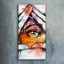 Horloge décorative sur toile 30x60 Art Image mains signe Oeil graphique tatouage