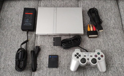 Console ps2 slim silver pal - console,