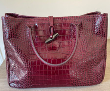 TRES BEAU SAC LONGCHAMP ROSEAU EN CUIR BORDEAUX SAC A MAIN