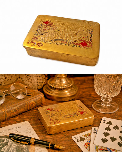 Boîte cartes laiton doré - boîte,