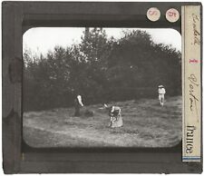 Vertou, ouvriers agricoles, photo ancienne plaque de verre, positif 8,5x10 cm