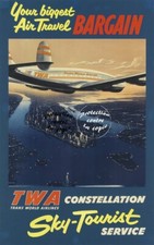 TWA AVION CONSTELLATION Rf652 - POSTER HQ 50x70cm d'une AFFICHE VINTAGE