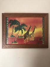 Superbe Cadre Bois Sous Verre Décor Girafes 🦒 verre traité Anti -Reflets