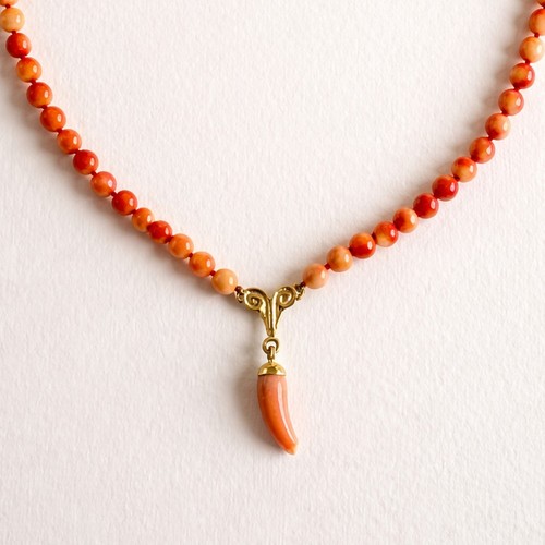 Collier perles corail - de,