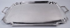 Plateau À Thé Cobb Antique Art Déco Moderne Anglais Argent Sterling 1932