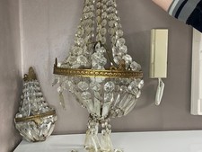 Lustre Montgolfière a Pampilles Suspension avec applique Vintage