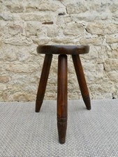 tabouret tripode en bois massif des années 60, wooden stool