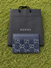 Porte carte gucci bleu jean - gucci,