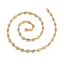Chaine collier  graine de café doré acier inoxydable 55 cm 5 mm homme femme