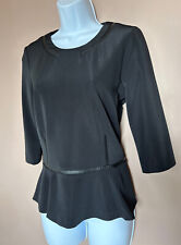 Top à basque noir avec inserts en cuir, manches 3/4 Claudie Pierlot, M/L