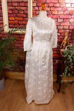 Robe De Mariée Vintage Orig 60S Blanche En Satin Brodée Élégante Brillante