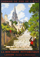 Affiche chemin de fer Etat - Bretagne Lannion