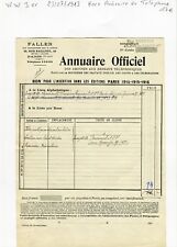Paris I er 10 Rue Bailleul - Rare Annuaire Officiel du Téléphone du 23/07/1913