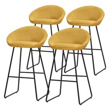 Set 4 tabourets de bar îlot chaise comptoir moutarde dossier repose-pieds H 75cm