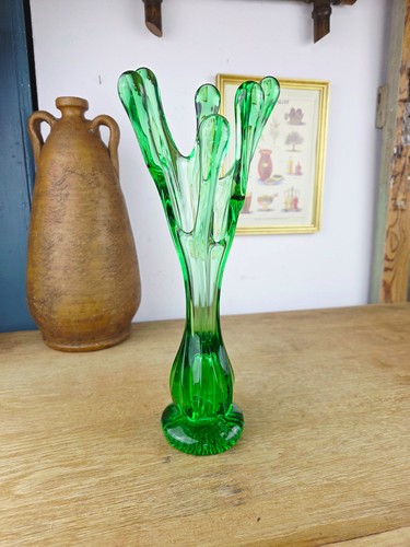 Soliflore verre vert - 6, doigts