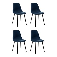 Lot de 4 Chaises en Tissu "Tyka" 85cm Bleu