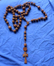 Ancien grand CHAPELET rosaire de moine, pélerin  bois sculpté souvenir LOURDES