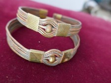 paire de bracelets orientaux cuivre et laiton ethnique vintage D 65mm