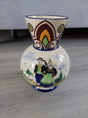 Vase faience desvres breton - vase,