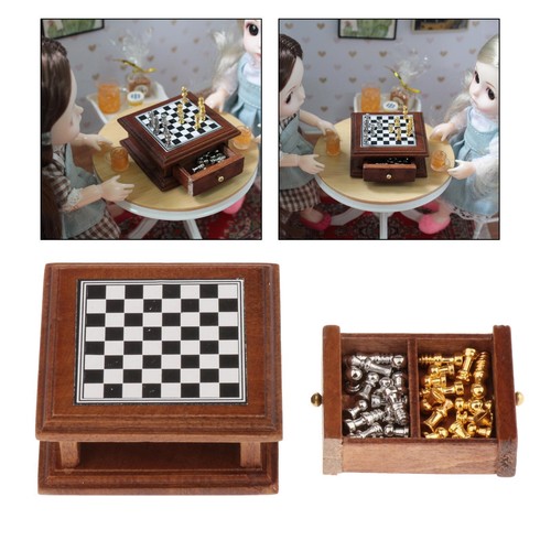 Dollhouse damier table - dollhouse,