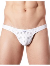 String blanc sexy effet vinyle ajouré fétichiste - LM811-57WHT