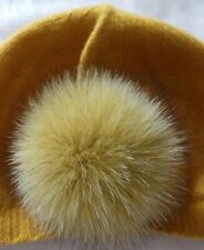 LEA CLEMENT BONNET LAINE ET CACHEMIRE JAUNE FOURRURE VÉRITABLE TAILLE UNIQUE NF
