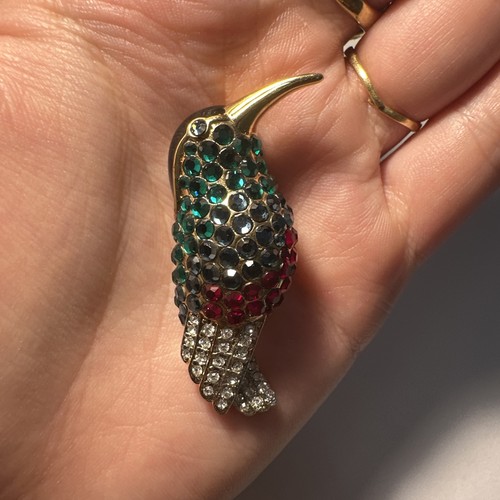 Broche colibri doré strass - colibri,,