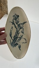 Petit plat Ravier ovale en faience de GIEN Service IRIS Terre De Fer Patine Deco