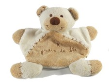 Doudou plat ours blanc beige
