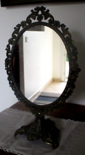 ancien miroir psyché à poser Bronze ou laiton style Louis XV Sur pied tripode