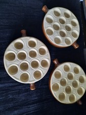 3 Poêlons à Escargots en Céramique – 12 Trous, Couleur Marron