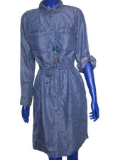HEMA Robe Chemisier Bleu Délavé Jody Jean Manche Longue Transformable Boutonné