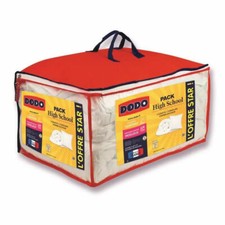 DODO Pack Couette 220x240cm 300 gr/m² + 2 Oreillers 60x60 cm High School - BLANC