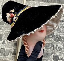 ANCIEN CHAPEAU en velours pour POUPÉE ANCIENNE de BOUDOIR/ SALON des années 30