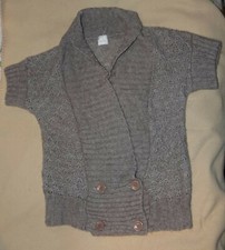 Gilet manches courtes acrylique mohair gris marron Camaïeu T 2 38 / 40 M - BE