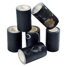 5M Adhésif Mural Plinthe Frise de Papier Peint Imperméable Décor Floral Noir